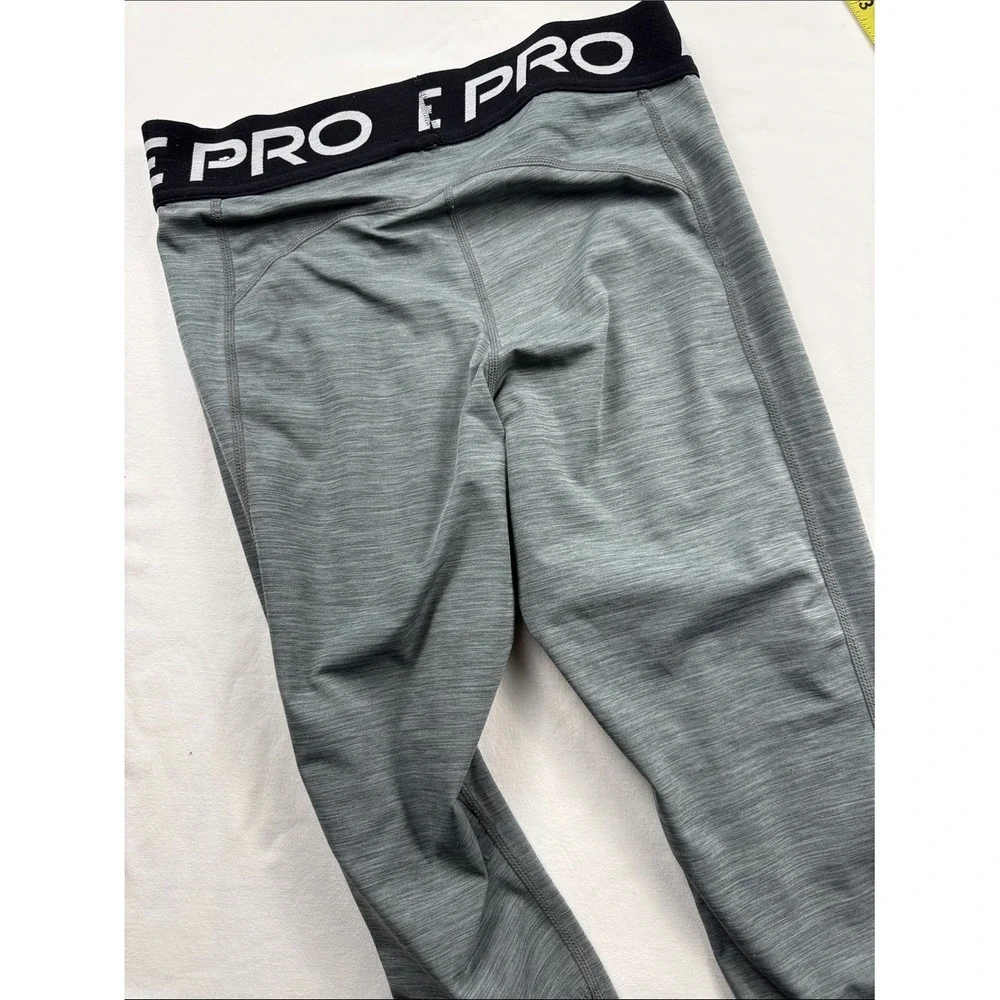Nike Pro Dri-FIT Kids Grey Heathered Mesh Panel Athletic Leggings Size M